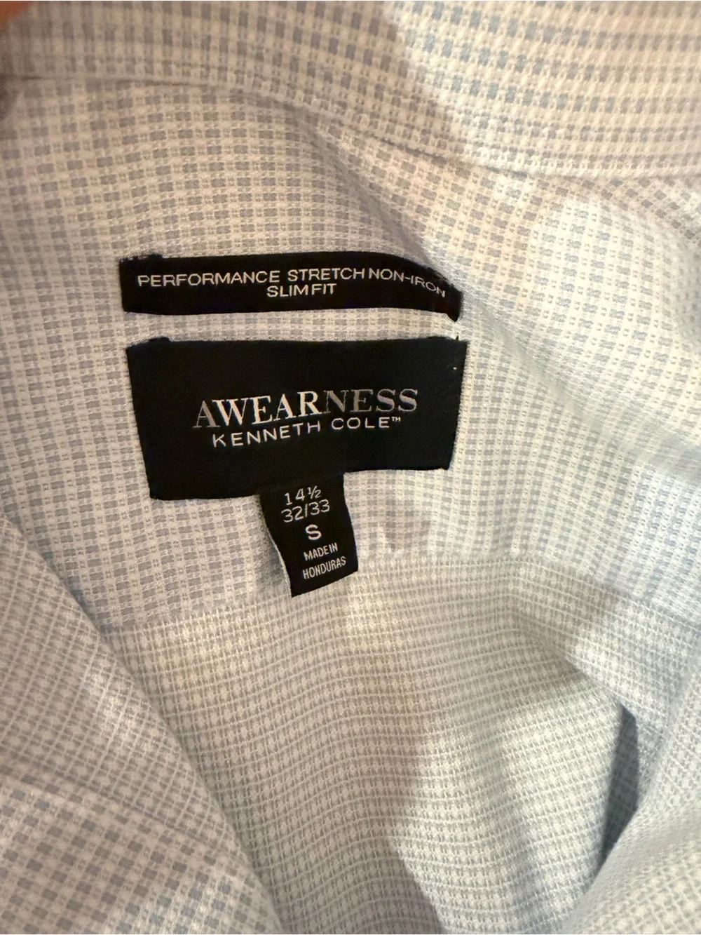 Kenneth Cole Reaction Light Blue Micro-Check Dress Shirt